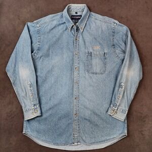 Vintage Swingster IBM Denim‎ Shirt Mens LT Large Tall Button Up Long Sleeve